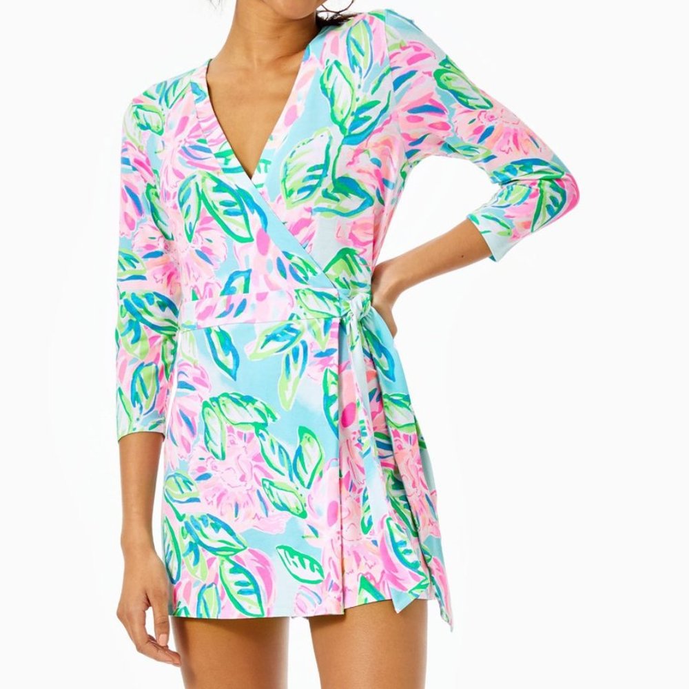 NWT Lilly Pulitzer Totally Blossom Karlie Wrap Romper Size M